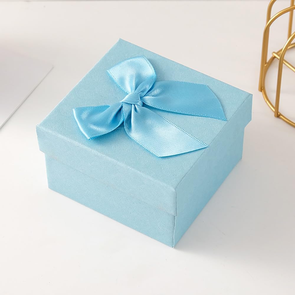 114 Pack Twist Tie Bows for Treat Bags 3" Sky Blue Satin Ribbon Bows for Package Craft, Gift