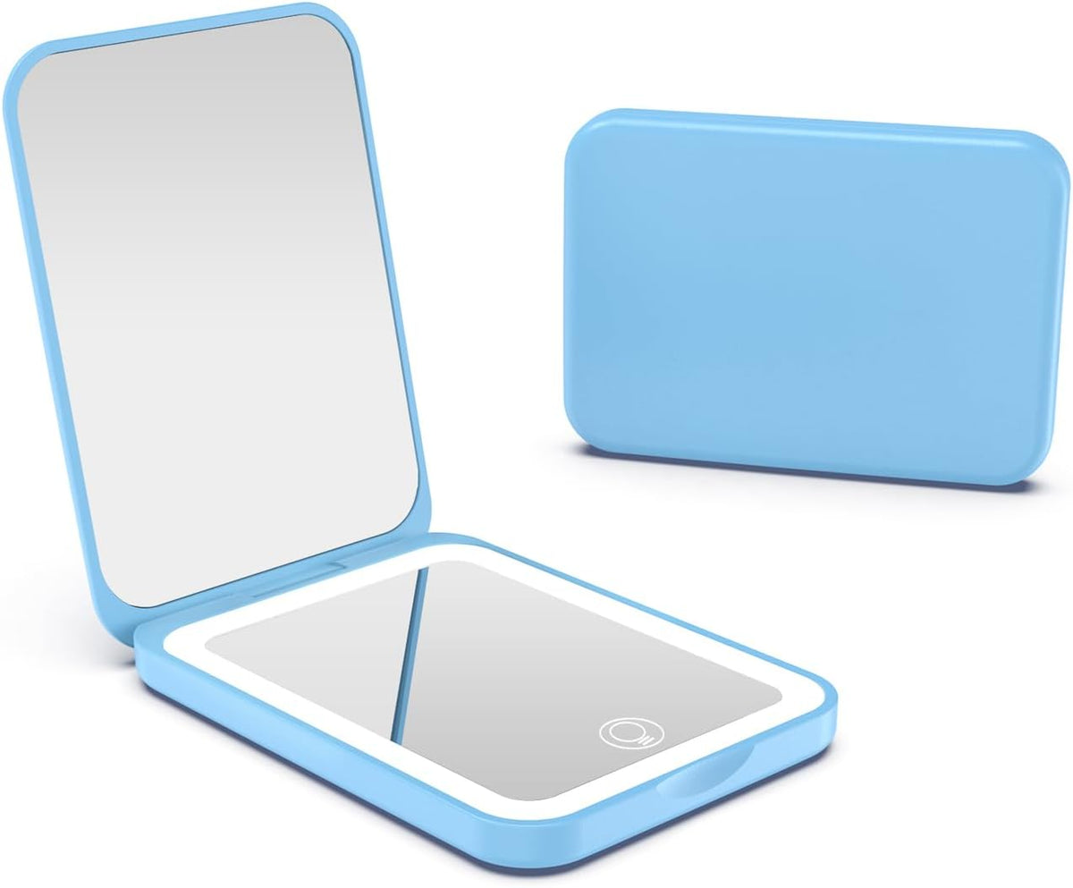 Kintion 2025 Pocket Mirror, Rechargeable Dimmable 3 Color Lighting 1X/3X LED Compact Travel Makeup