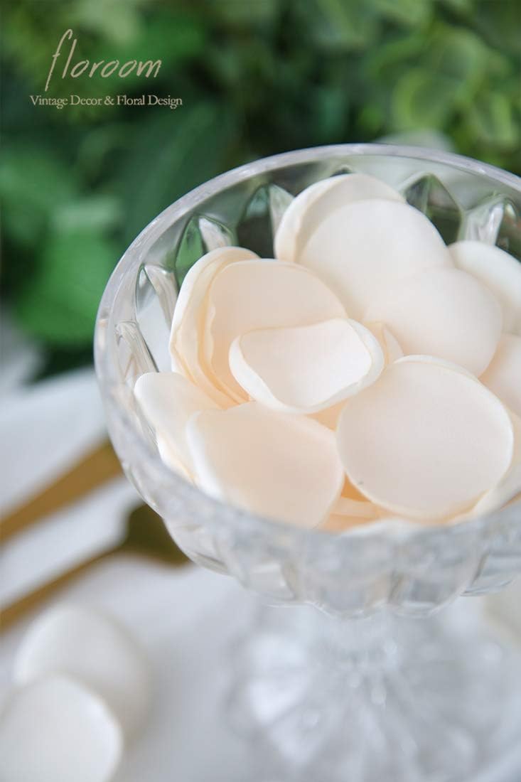 Floroom 300pcs Rose Petals Cream Faux Silk Flower Petals for Wedding Flower Girl Basket Aisle