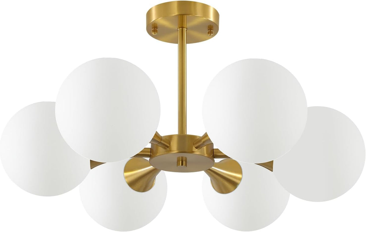 KCO Lighting Brushed Gold Sputnik Flush Mount Ceiling Light Mid Century Modern Overhead Ceiling