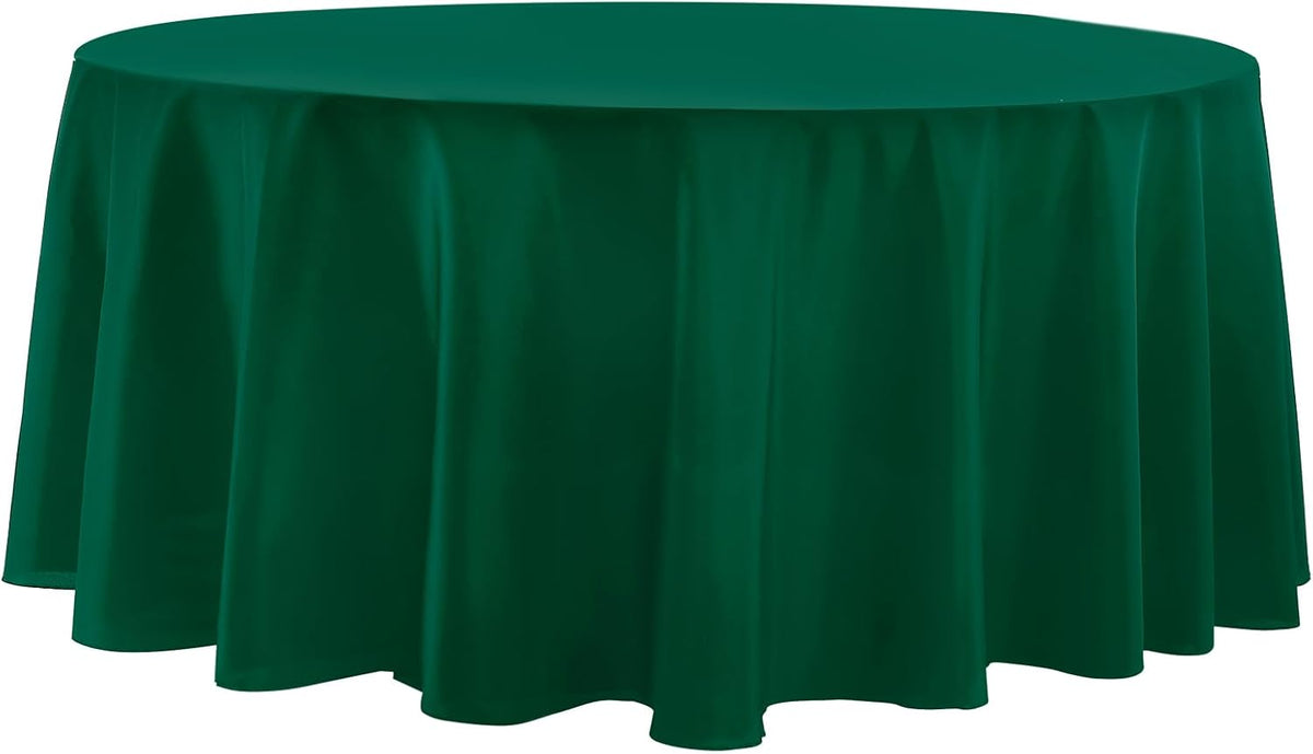 Round Tablecloth 132 Inch 2 Pack Dark Green Tablecloths Washable Decorative Linen Polyester Table