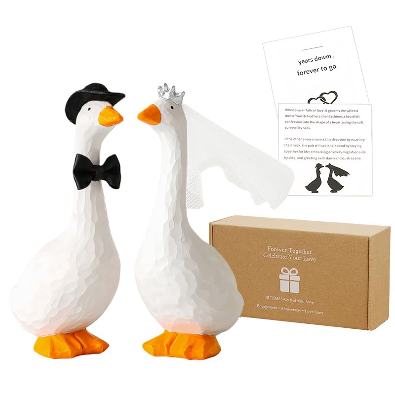 SUTIMAS Fun Wedding Cake Toppers Unique Goose Cake Toppers, Couples Wedding Cake Decorations, Cool