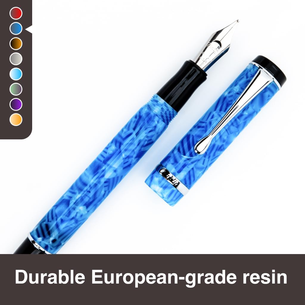Conklin Duragraph Fountain Pen Ice Blue - Broad Nib, Elegant Writing Instrument with Cool Blue