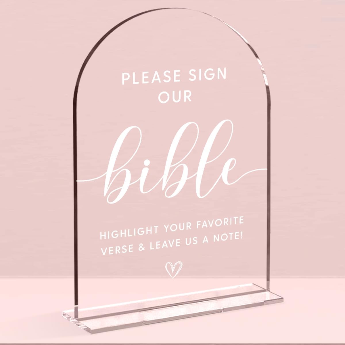 Wedding Decor，Bible Guestbook Sign,5 x 7 Inch Arch Acrylic Sign, Wedding Sign for Ceremony and