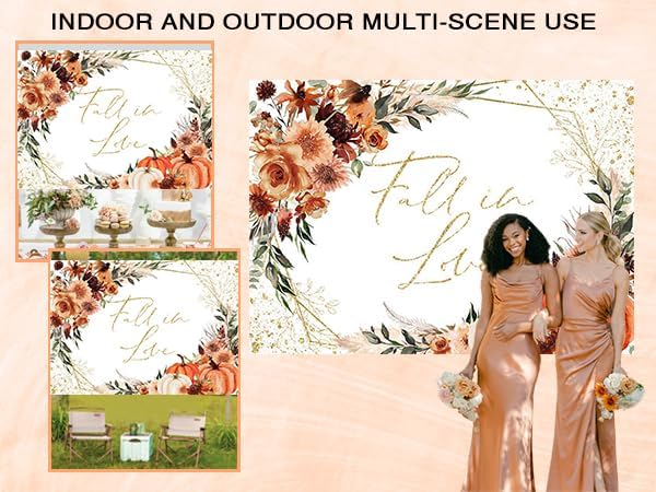 Mocsicka Fall in Love Bridal Shower Backdrop Boho Autumn Leaves Pumpkin Briddal Shower Party