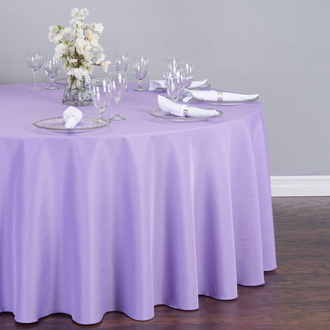 LTC LINENS 10 Pack 120 Inch Round Tablecloth Lavender for 60 Inch Round Table - Bulk Round Table