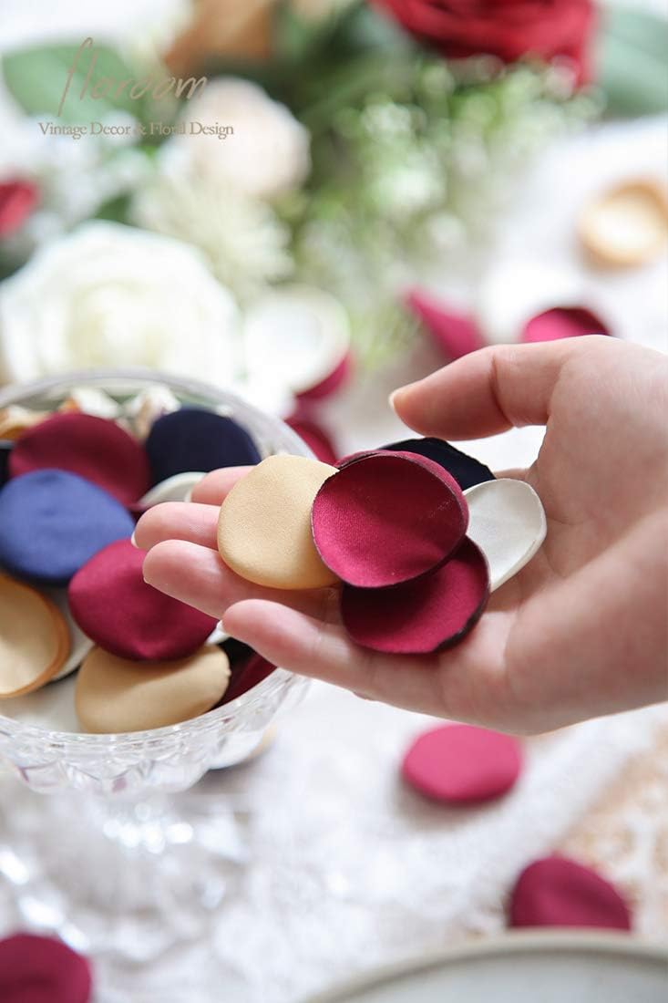 Floroom 500pcs Rose Petals Burgundy Navy Faux Silk Flower Petals for Wedding Flower Girl Basket