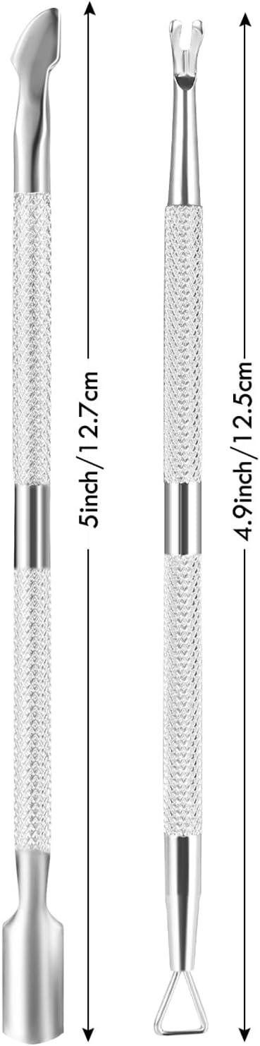 2PCS Cuticle Pusher and Cutter Remover, Xunxmas Salon Nail Scraper for Gel Polish, Stainless Steel
