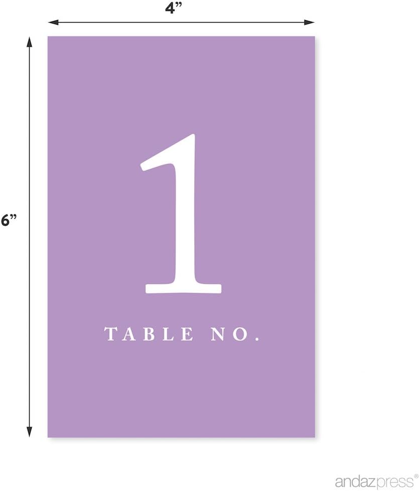 Andaz Press Table Numbers 1-20 on Perforated Paper, Lavender, 4x6-inch Single Sided Sign, 1-Set