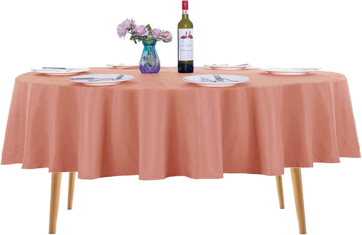 Ascoza 2pack 70 Inch Dusty Pink Round Tablecloth in Washable Polyester Fabric for