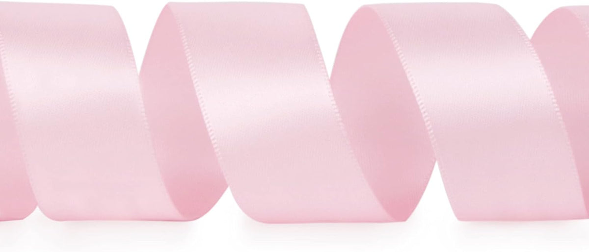 Ribbli Double Faced Light Pink Baby Pink Satin Ribbon,1” x Continuous 25 Yards,Use for Bows