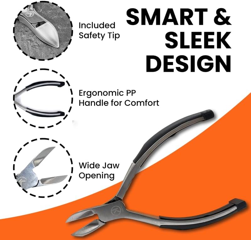 Kohm Toenail Clippers | Soft Rubber Handle for Easy Use & Precision Sharp Cutting | Thick, Fungal &