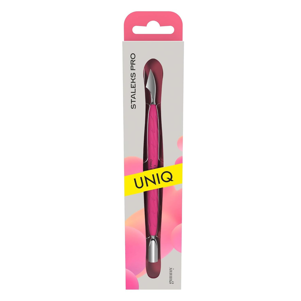 Staleks Manicure pusher Gummy with silicone handle UNIQ 10 TYPE 3 – Stainless Steel – Professional