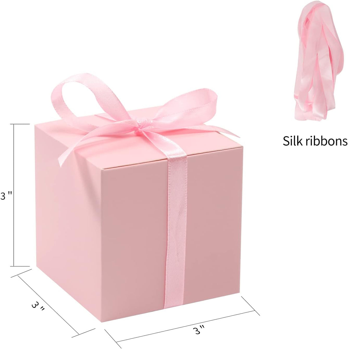 COTOPHER 100pcs Wedding Favor Boxes, Paper Gift Boxes 3x3x3 Inches Small Gift Boxes with Ribbons