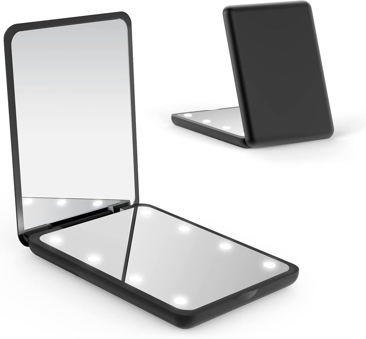 wobsion Small Mirror with Lights,LED Compact Makeup Mirror,1x/3x Mini Travel Mirror with