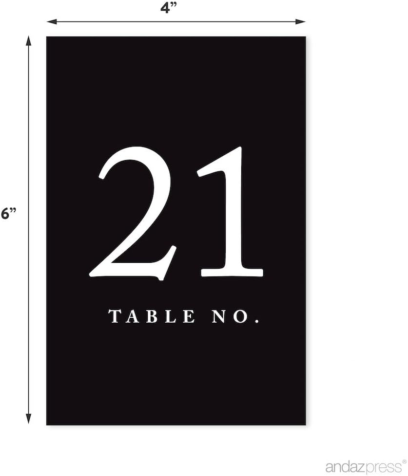 Andaz Press Black 4x6-Inch Minimalist Table Numbers 21-40, 20 Count, Paper, Tabletop Mount, Perfect