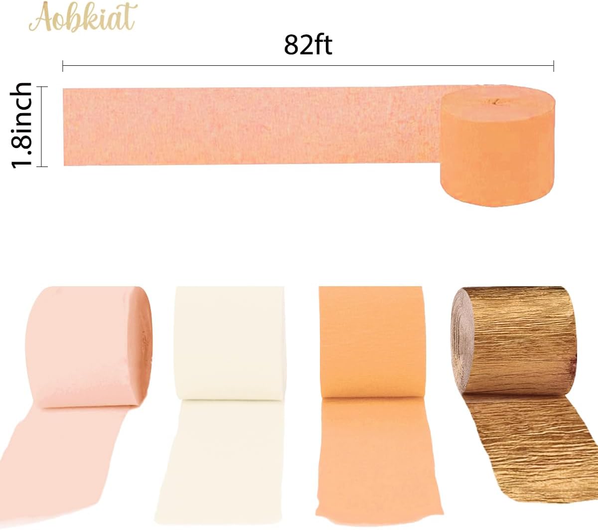 AOBKIAT Wedding Decor Gold Pink Orange Gold Crepe Paper 8 PCS Streamers Party Decorations for