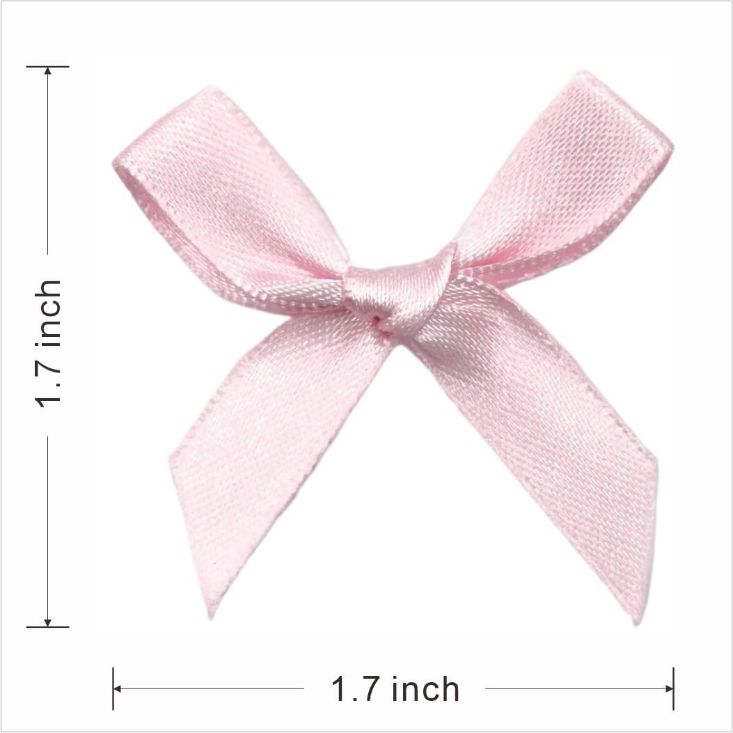60pcs 1.7" Mini Pink Ribbon Bows Decor – Small DIY Satin Bows for Crafts, Little Bows for Gift
