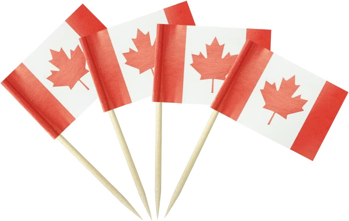 Canada Flag Canadian Flag, Small Mini Canada Toothpick Flags for Food, Cupcakes, Cocktails