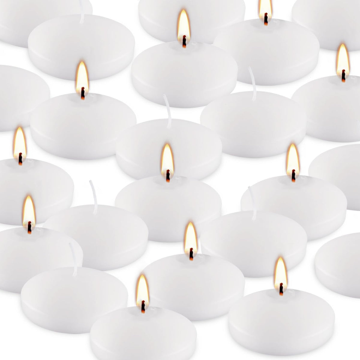 3 Inch Floating Candles Set of 24, Unscented White Candles for Wedding, Pool Party, Holiday