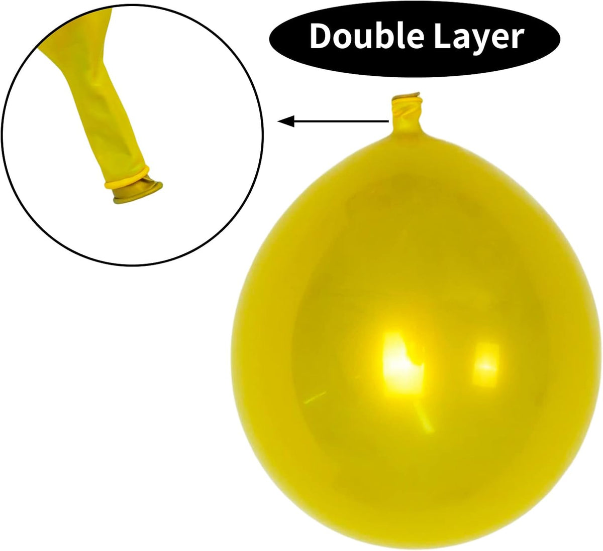 Chrome Yellow Balloons 12 Inch, Double-Layered Metallic Yellow Balloons, Shiny Thick Chrome