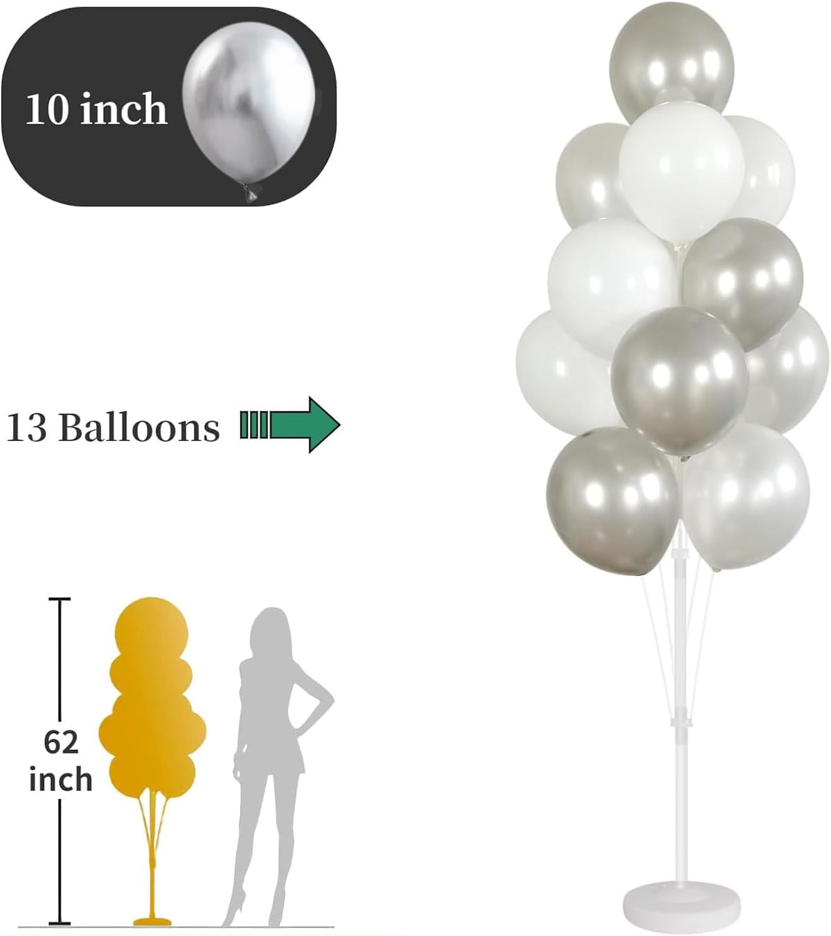 Balloon Stand Kit,Set of 2,Balloon Columns Sticks, Stands for Table&Floor with Stand