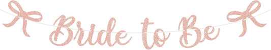 Bride to Be Banner, Rose Gold Bride to Be with Bow Glitter Bachelorette Bridal Party Banner BRIDE