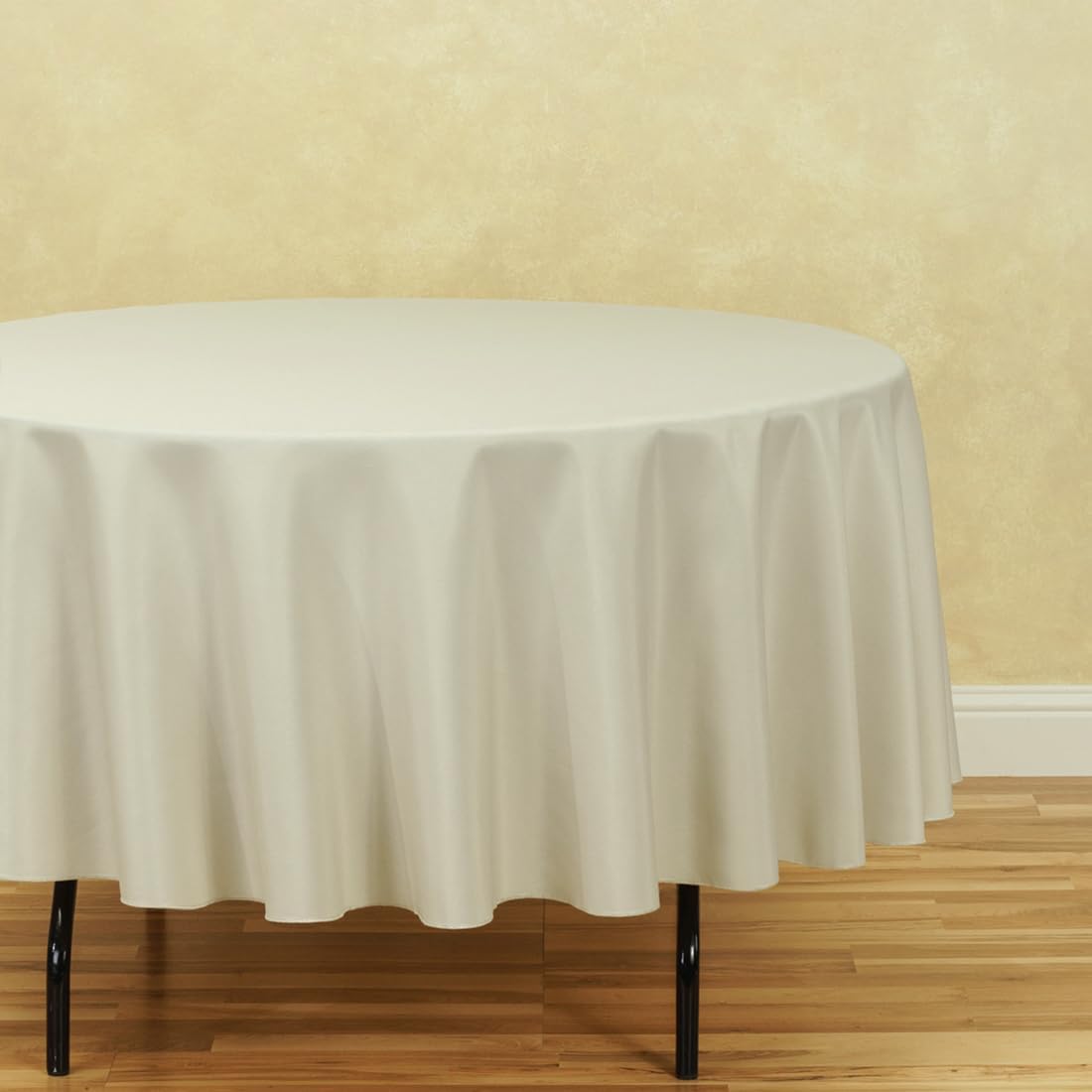 LTC LINENS 2 Pack 90 Inch Round Tablecloth Beige - Wrinkle Resistant Table Cloth for Round Table