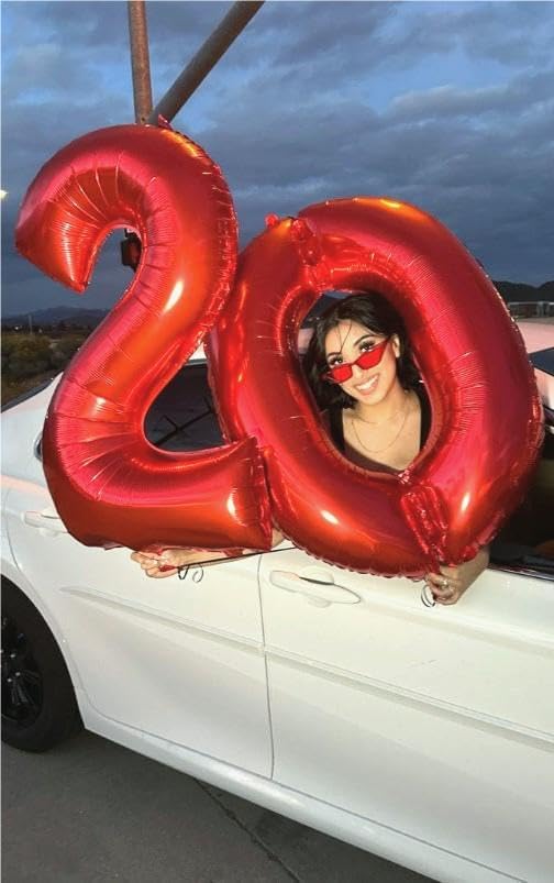 Number Balloon 40 Inch Red 7 Balloon, Red 7 Seven 7th Balloon Number Party Decorations, Number 7 17