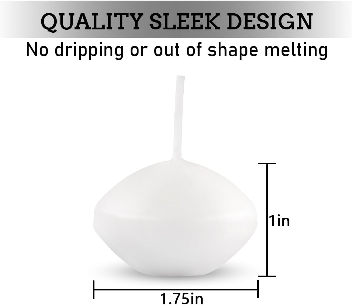 Unscented Floating Candles Set of 72, 2 Inch White Dripless Wax for Centerpieces at Wedding Pool