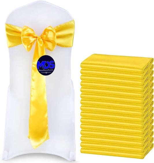 MDS Pack of 125 PCS Satin Chair Sashes Charmeuse Sateen Dining Chair Bows Ribbon Ties Back Sash for