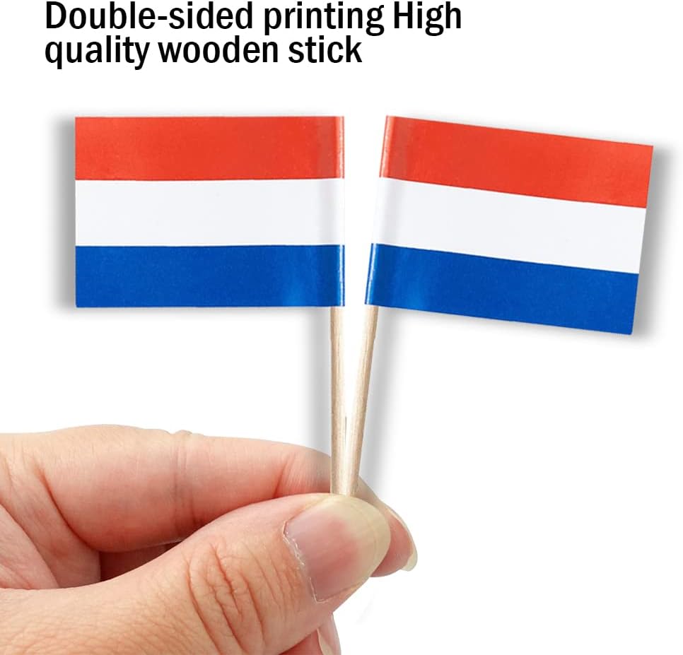 Netherlands Flag Dutch Flag, Small Mini Dutch Toothpick Flags for Food, Cupcakes, Cocktails