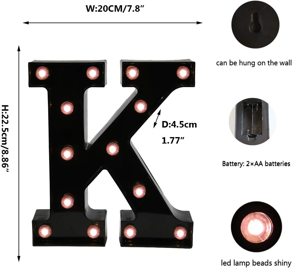 OYCBUZO Light Up Black Alphabet Marquee Letters Sign LED Marquee Number Lights Sign for Night Light