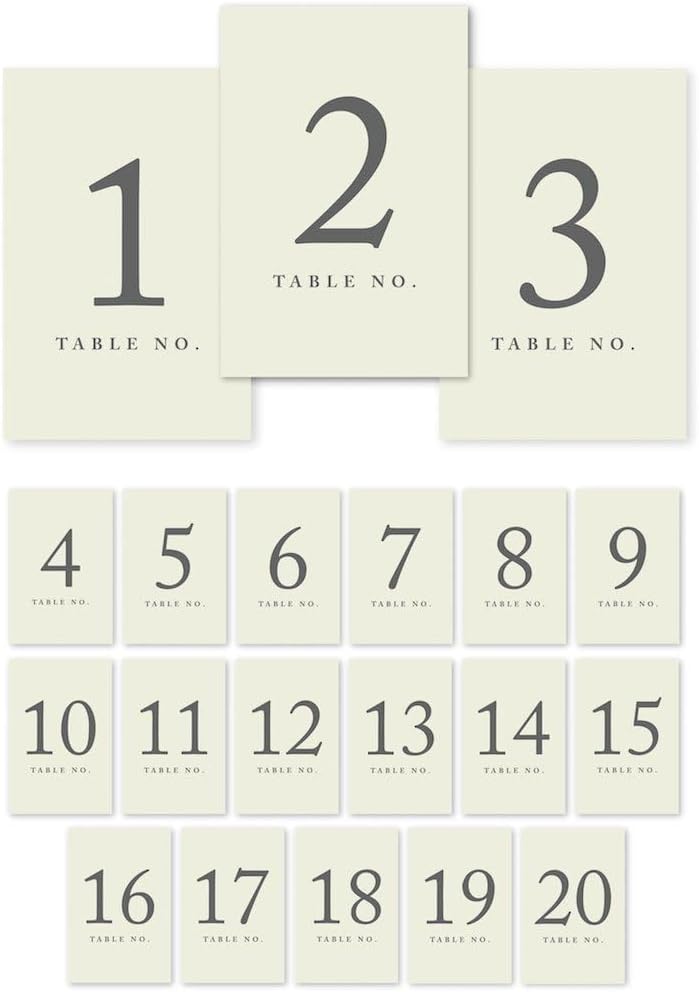 Andaz Press Table Numbers 1-20 on Perforated Paper, Ivory, 4x6-inch Single Sided Sign, 1-Set, For