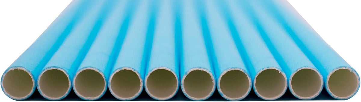 Pack of 300 Pastel Blue Biodegradable 4-Ply Paper Drinking Straws (Compostable, Non-toxic, BPA-free)