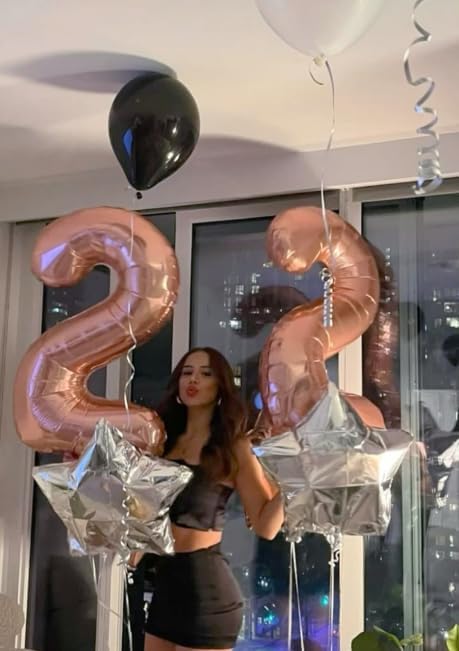 Big 40 Inch Rose Gold 2 Number Balloon Birthday Decoration, Rose Gold Number 2 Helium Balloons 12