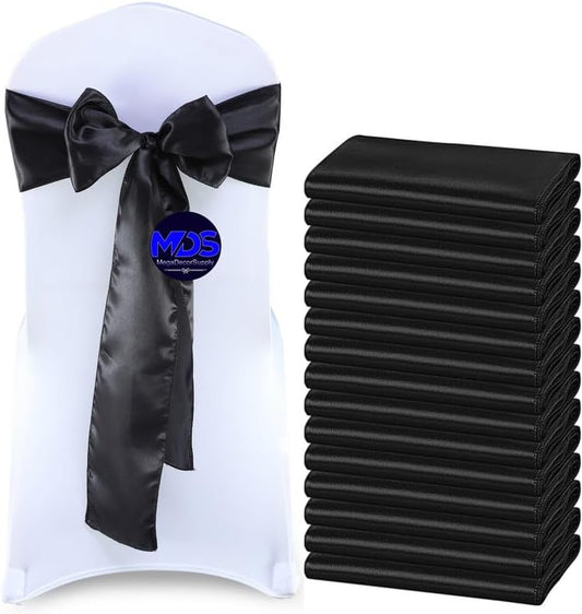 MDS Pack of 125 PCS Satin Chair Sashes Charmeuse Sateen Dining Chair Bows Ribbon Ties Back Sash for