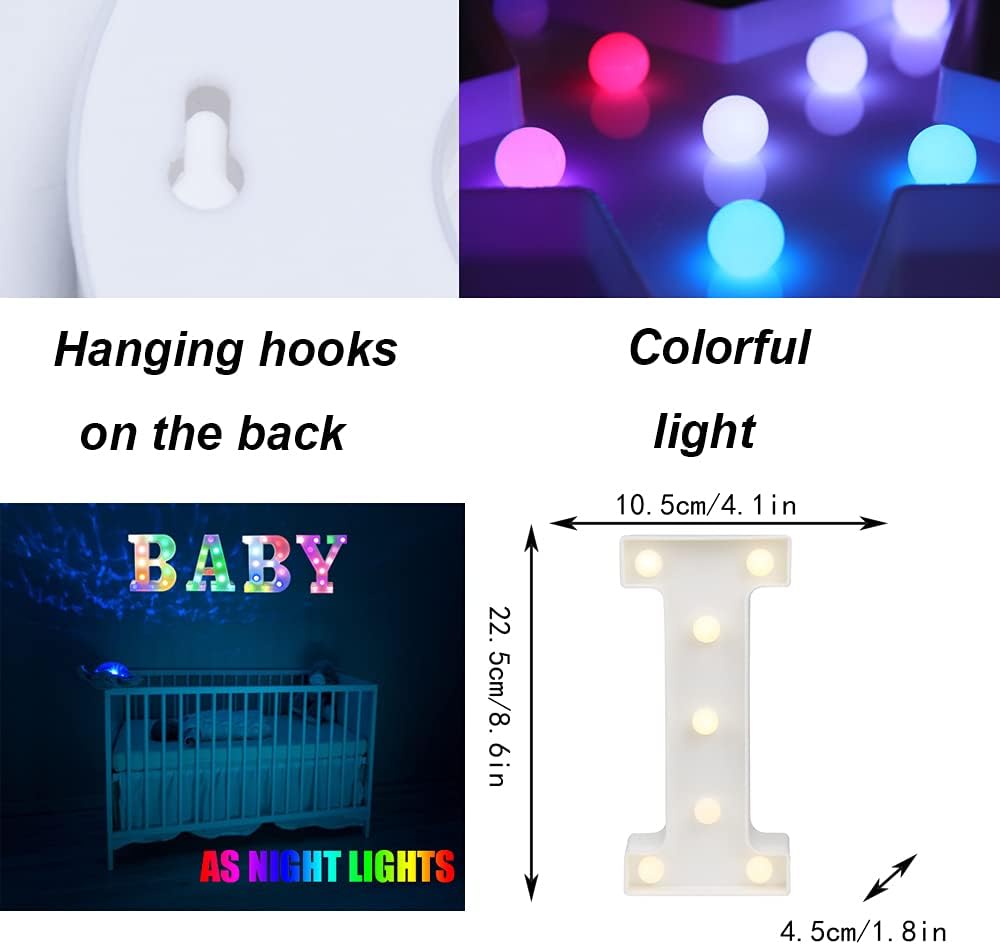 Light Up Colorful LED Marquee Letter lights, 18 Colors Changing Alphabet Letters Sign with Remote
