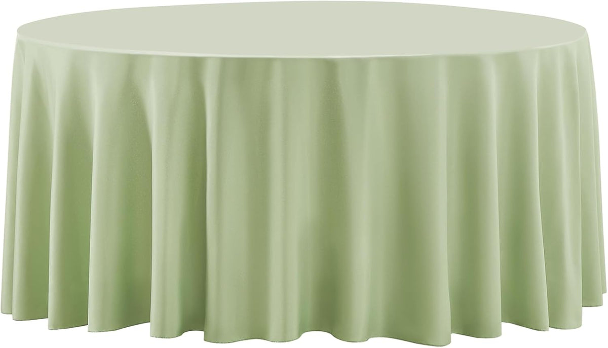 Round Tablecloth 2 Pack 90 Inch Sage Green Tablecloths Washable Decorative Linen Polyester Table