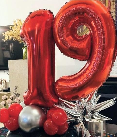 40 Inch Big Red 9 Balloon Number, Jumbo Giant Happy 9th 19 29 39 49 99 Birthday Party Decorations