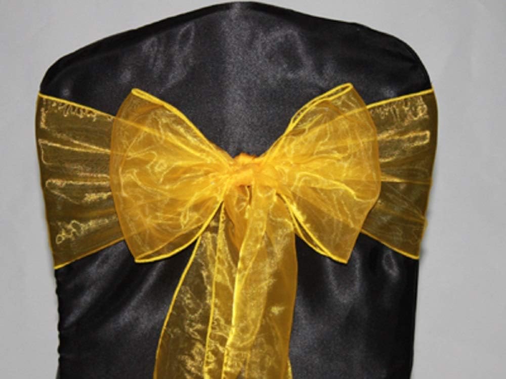 Organza Chair Bow Sash Décor Bows Sashes for Wedding Reception Events Banquets Decoration - (Pack