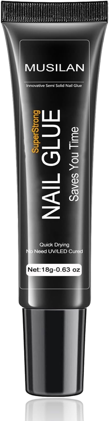 18g Semi Solid Super Strong Nail Glue for Press On Nails - No UV Lamp Needed Quick Drying &