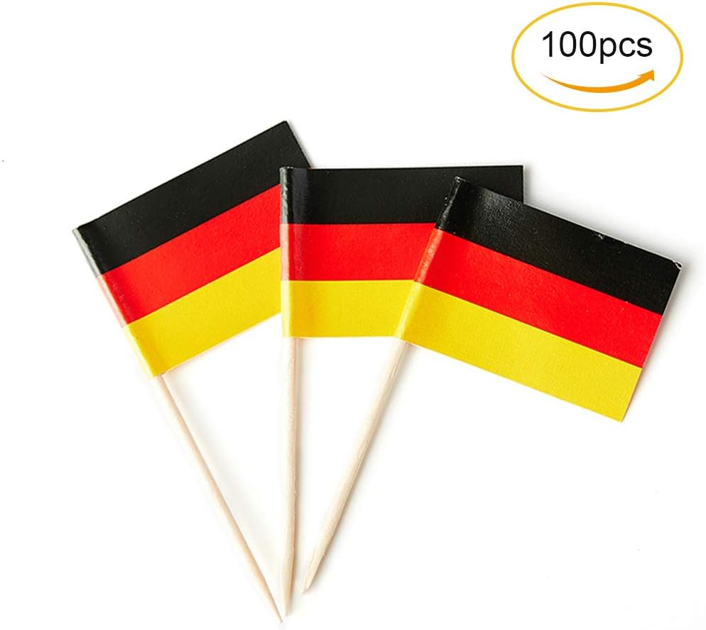 German Flag Germany Flag, Small Mini German Toothpick Flags for Food, Cupcakes, Cocktails