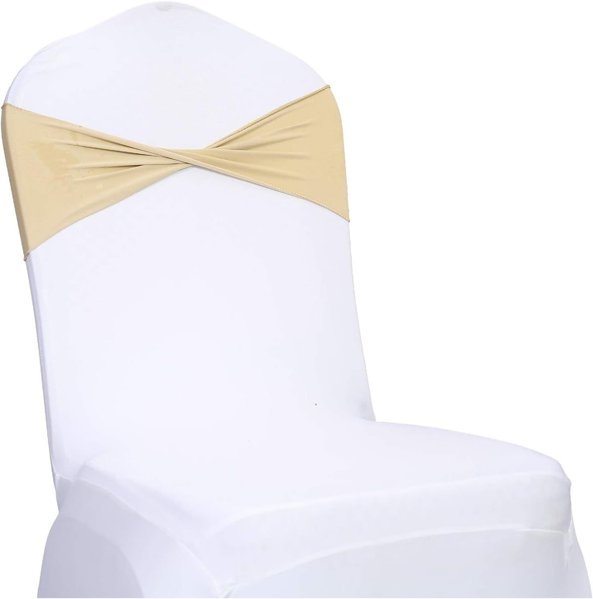 VDS Pack of 200 PCS | Champagne | Spandex Chair Sashes Bows Without Buckle | Stretch Elastic