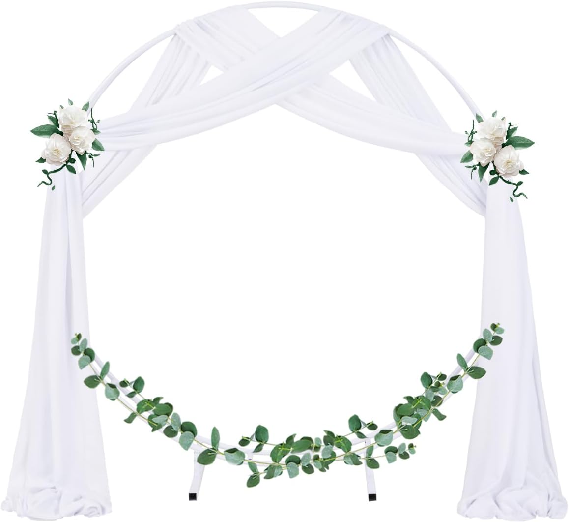 Socomi Wedding Arch Draping Fabric 1 Panel 29" x 19Ft White Sheer Chiffon Curtain Drapes 6 Yards