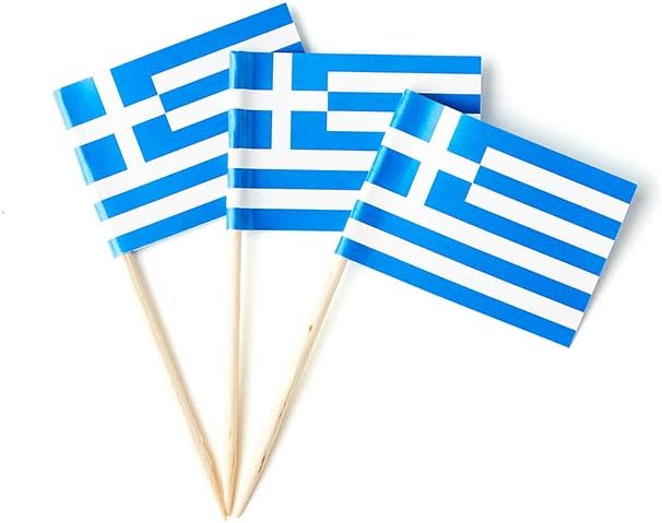 Greece Flag Greek Flag, Small Mini Greece Toothpick Flags for Food, Cupcakes, Cocktails