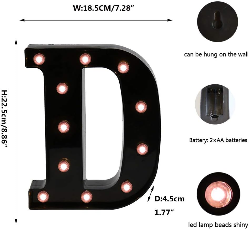 OYCBUZO Light Up Black Alphabet Marquee Letters Sign LED Marquee Number Lights Sign for Night Light