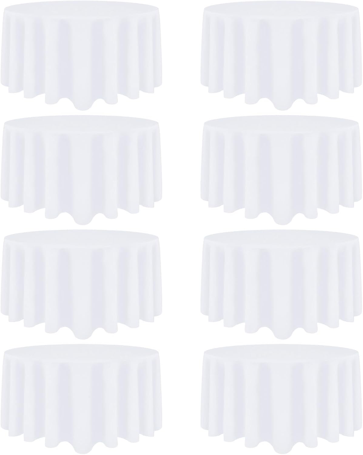 8 Pack White Round Tablecloth 108 Inch White Table Cloth Stain and Wrinkle Resistant Round White