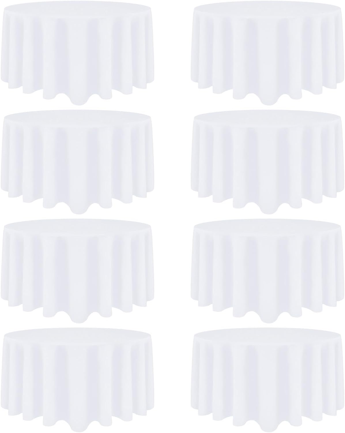 8 Pack White Round Tablecloth 120 Inch White Table Cloth Stain and Wrinkle Resistant Round White