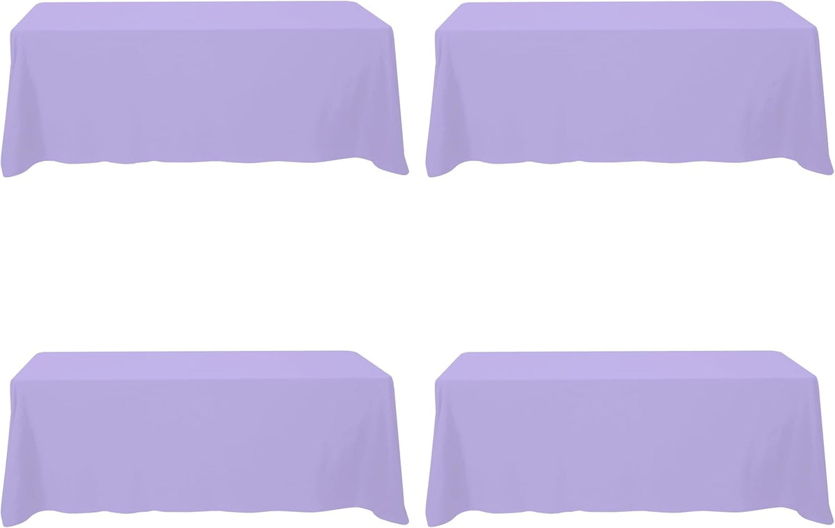 BRILLMAX 4 Pack Lavender Tablecloths for 8 Foot Rectangle Tables 90 x 156 Inch - 8ft Rectangular